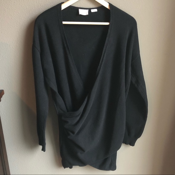 Anthropologie Postmark Stowe Wrap Sweater Black - Picture 3 of 6